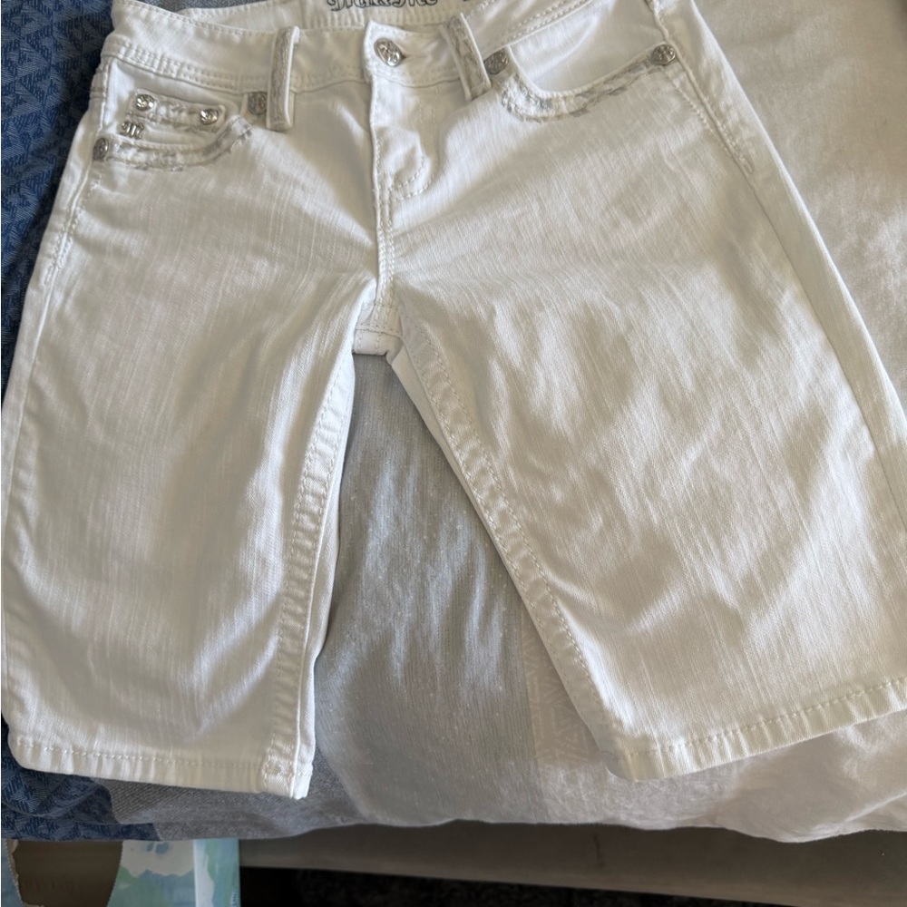 Miss Me White Denim Bermuda Shorts